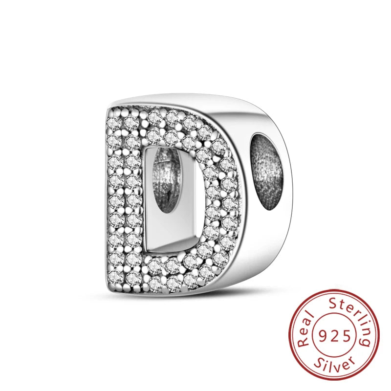 925 Sterling Silber Buchstaben-Kollektion A-Z mit Zirkonia