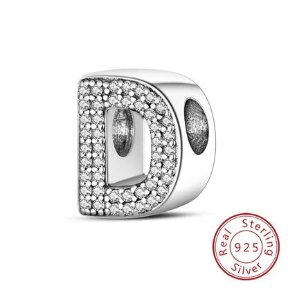 925 Sterling Silber Buchstaben-Kollektion A-Z mit Zirkonia