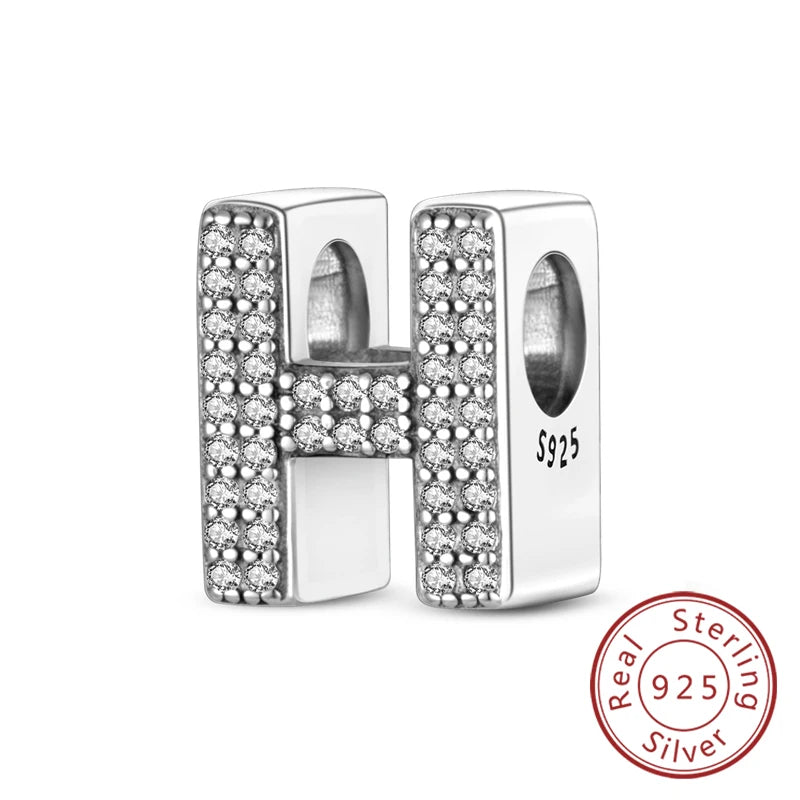 925 Sterling Silber Buchstaben-Kollektion A-Z mit Zirkonia