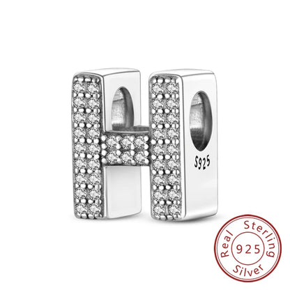 925 Sterling Silber Buchstaben-Kollektion A-Z mit Zirkonia