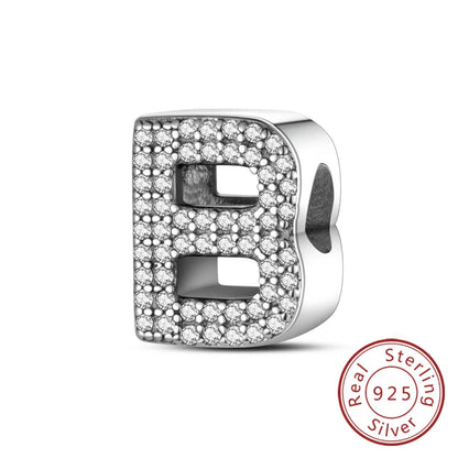 925 Sterling Silber Buchstaben-Kollektion A-Z mit Zirkonia