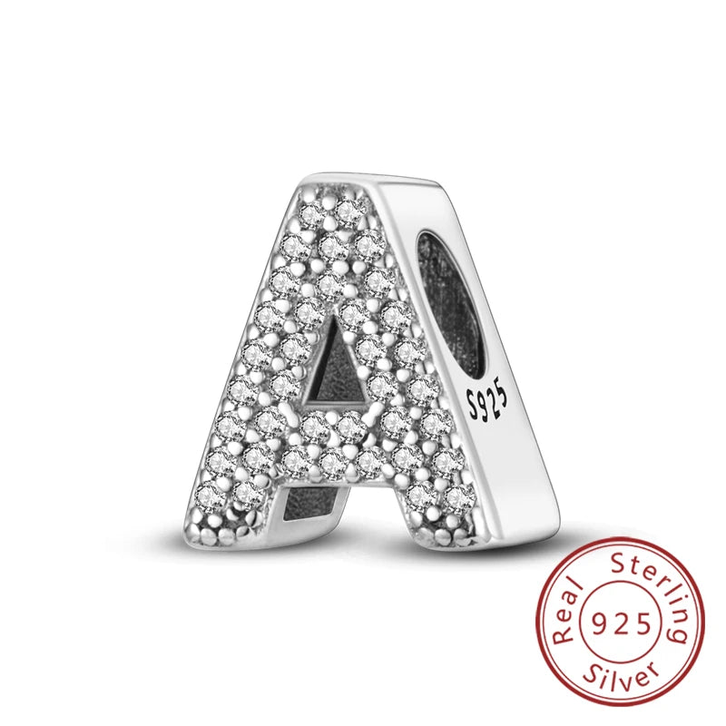 925 Sterling Silber Buchstaben-Kollektion A-Z mit Zirkonia