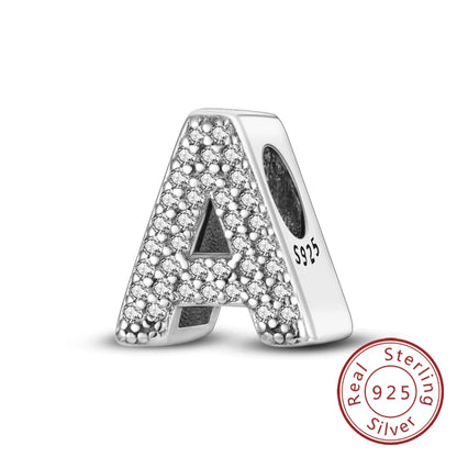 925 Sterling Silber Buchstaben-Kollektion A-Z mit Zirkonia