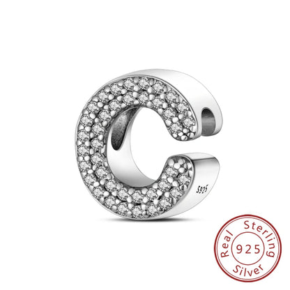 925 Sterling Silber Buchstaben-Kollektion A-Z mit Zirkonia