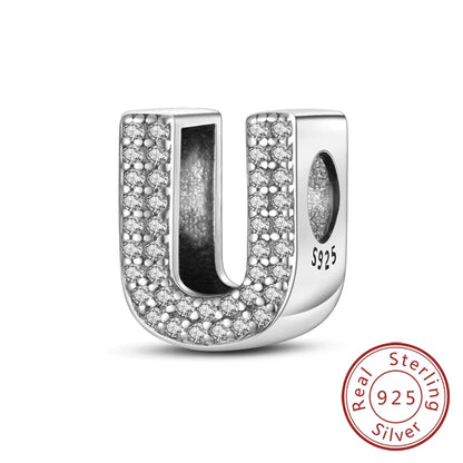 925 Sterling Silber Buchstaben-Kollektion A-Z mit Zirkonia
