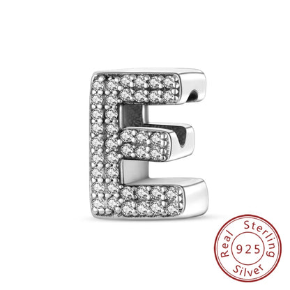 925 Sterling Silber Buchstaben-Kollektion A-Z mit Zirkonia