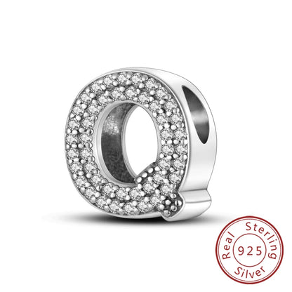 925 Sterling Silber Buchstaben-Kollektion A-Z mit Zirkonia