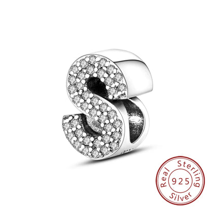 925 Sterling Silber Buchstaben-Kollektion A-Z mit Zirkonia