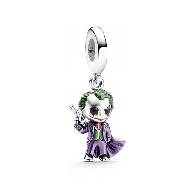 Charm Bead Batman Schurke Joker Violett Grün Silber 925 für Bettelarmband