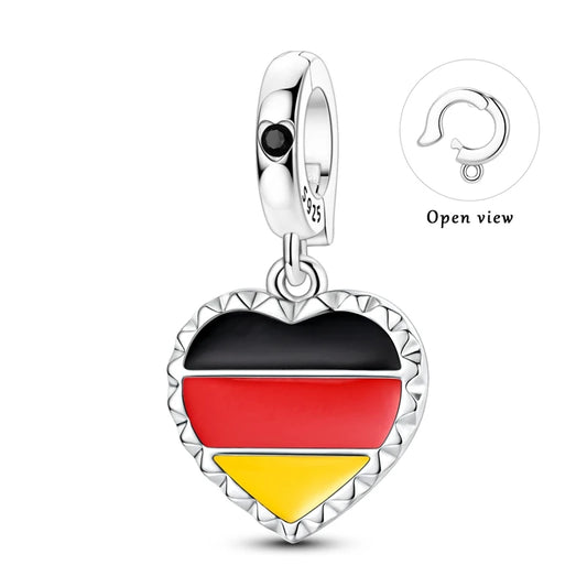 Deutschland-Herz 925 Sterling Silber Einhänger