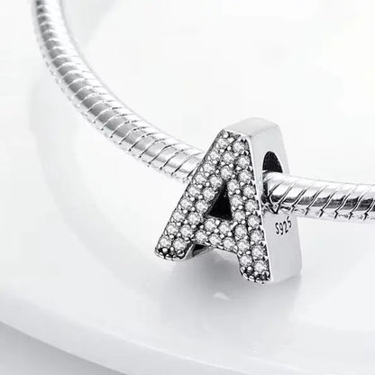 925 Sterling Silber Buchstaben-Kollektion A-Z mit Zirkonia