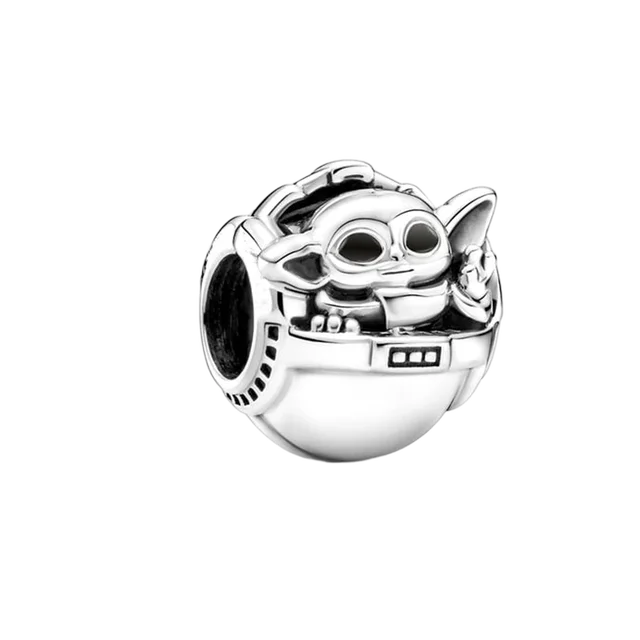 Charm Bead Baby Yoda Space Pram Silber 925 für Bettelarmband
