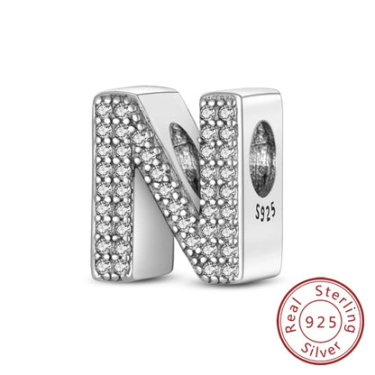 925 Sterling Silber Buchstaben-Kollektion A-Z mit Zirkonia