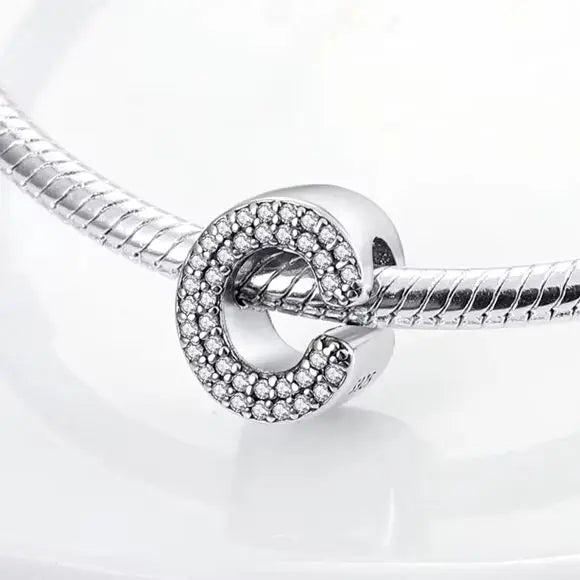 925 Sterling Silber Buchstaben-Kollektion A-Z mit Zirkonia