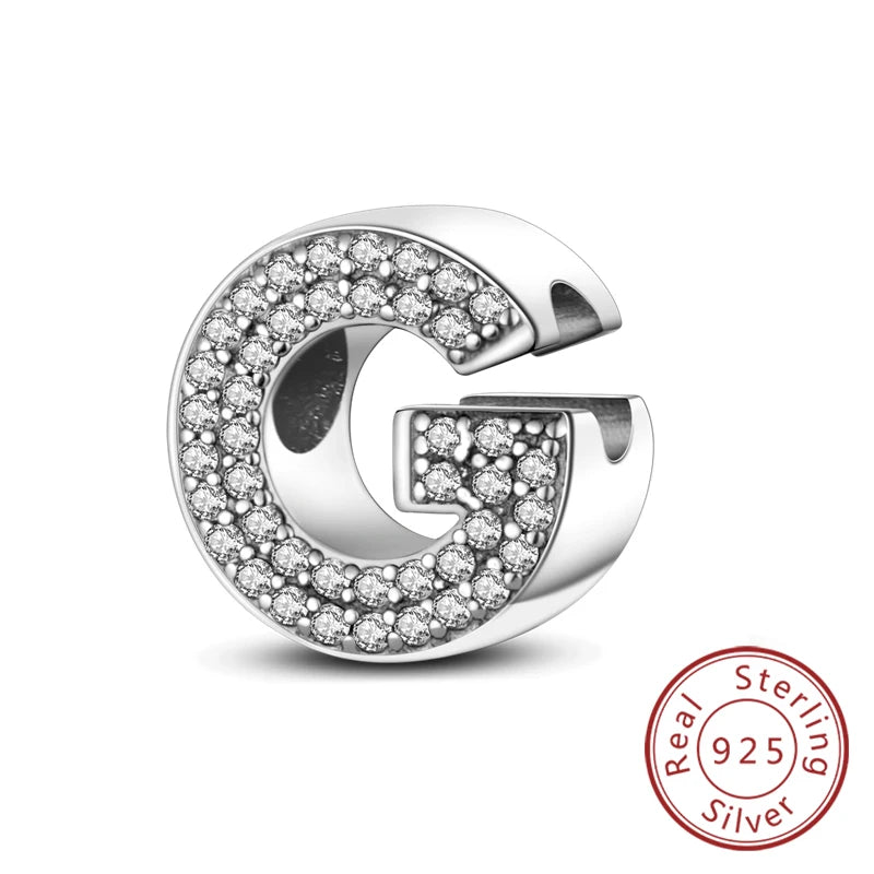 925 Sterling Silber Buchstaben-Kollektion A-Z mit Zirkonia