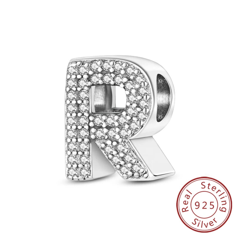 925 Sterling Silber Buchstaben-Kollektion A-Z mit Zirkonia