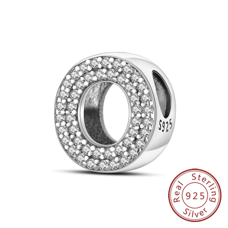 925 Sterling Silber Buchstaben-Kollektion A-Z mit Zirkonia