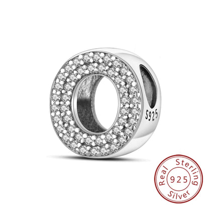 925 Sterling Silber Buchstaben-Kollektion A-Z mit Zirkonia
