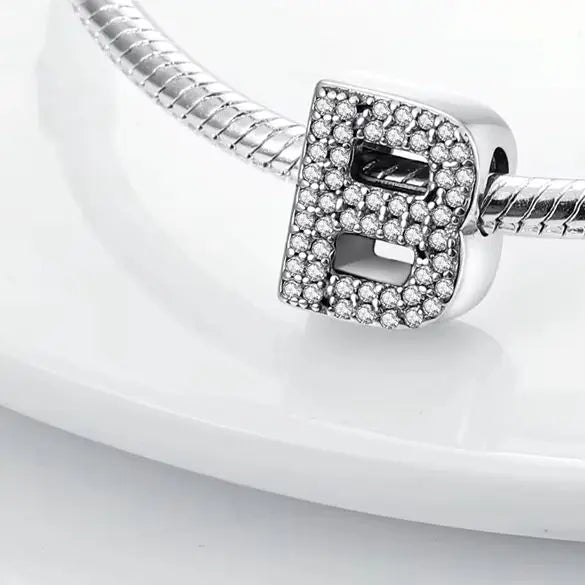 925 Sterling Silber Buchstaben-Kollektion A-Z mit Zirkonia