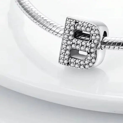 925 Sterling Silber Buchstaben-Kollektion A-Z mit Zirkonia