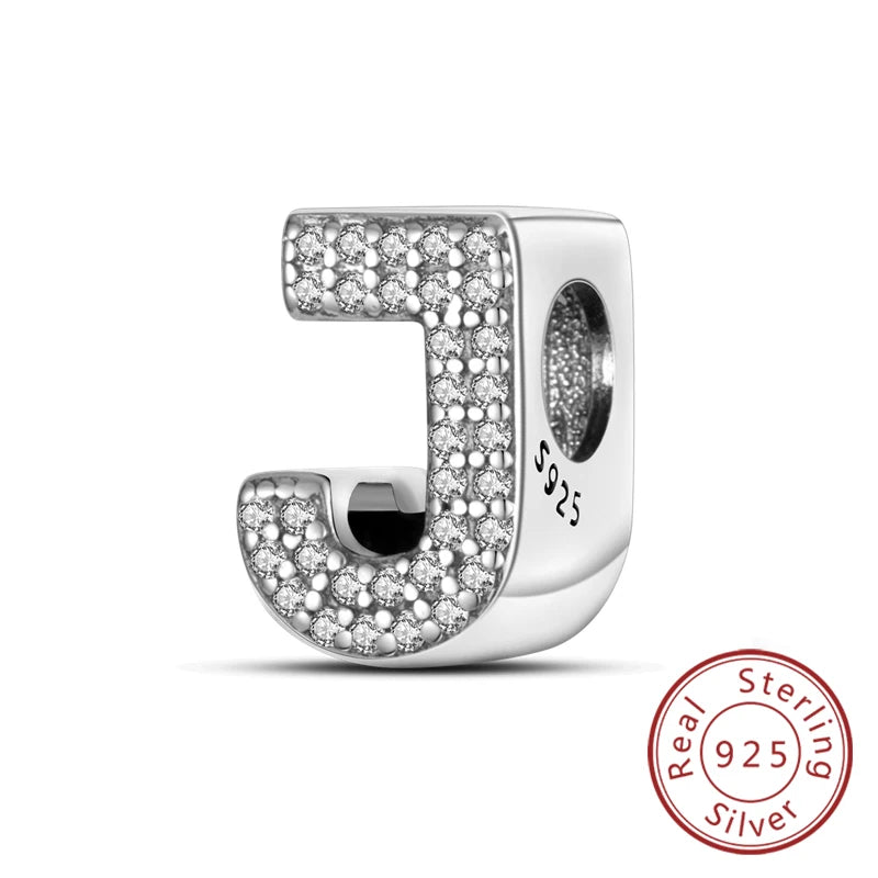 925 Sterling Silber Buchstaben-Kollektion A-Z mit Zirkonia