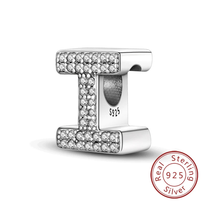 925 Sterling Silber Buchstaben-Kollektion A-Z mit Zirkonia