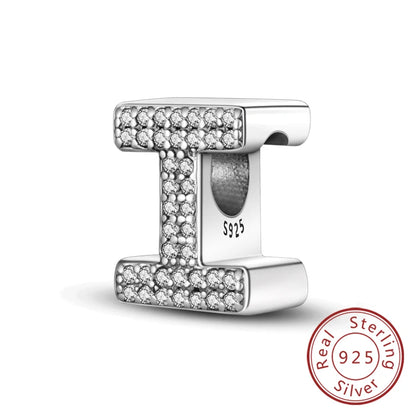 925 Sterling Silber Buchstaben-Kollektion A-Z mit Zirkonia