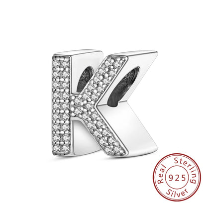 925 Sterling Silber Buchstaben-Kollektion A-Z mit Zirkonia