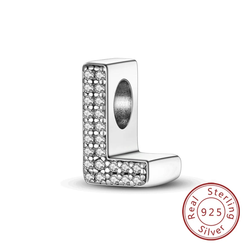 925 Sterling Silber Buchstaben-Kollektion A-Z mit Zirkonia