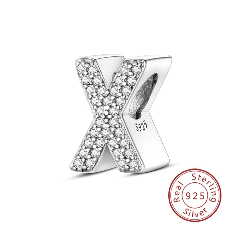 925 Sterling Silber Buchstaben-Kollektion A-Z mit Zirkonia