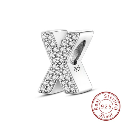925 Sterling Silber Buchstaben-Kollektion A-Z mit Zirkonia