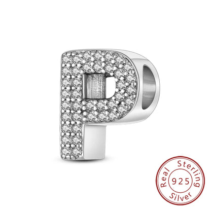 925 Sterling Silber Buchstaben-Kollektion A-Z mit Zirkonia