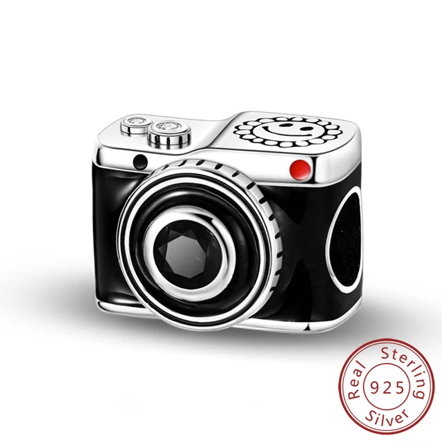 Charm Kamera Schwarz – 925 Silber