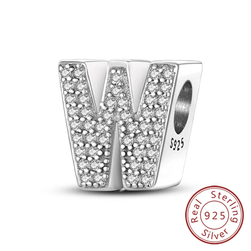 925 Sterling Silber Buchstaben-Kollektion A-Z mit Zirkonia