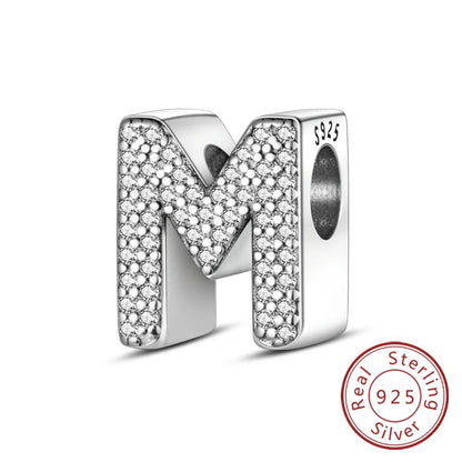 925 Sterling Silber Buchstaben-Kollektion A-Z mit Zirkonia