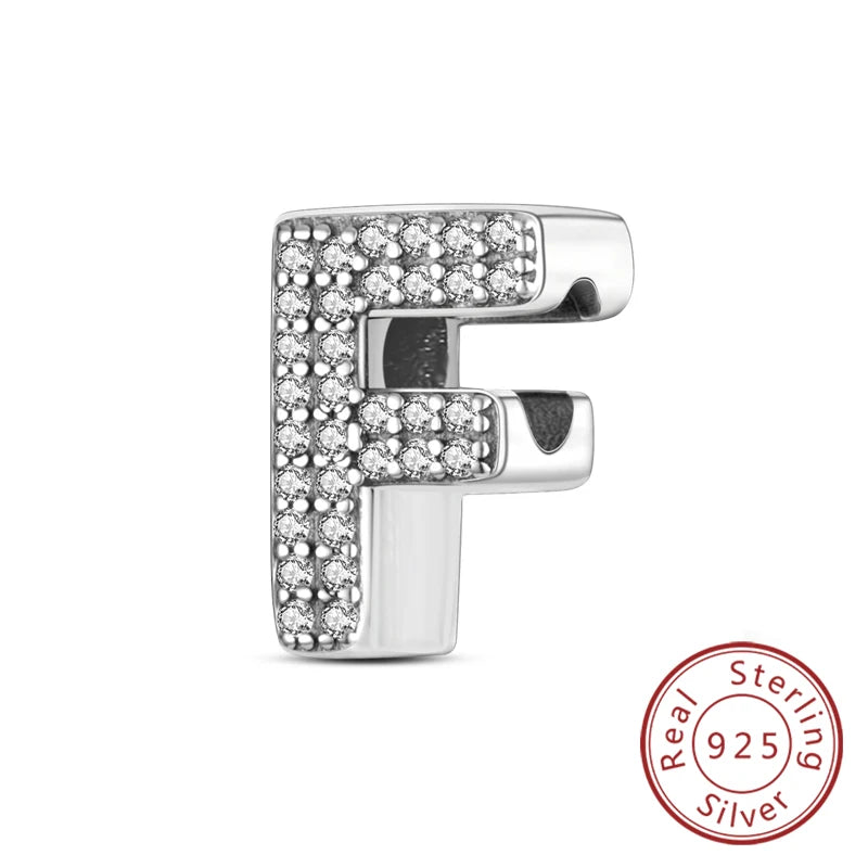925 Sterling Silber Buchstaben-Kollektion A-Z mit Zirkonia