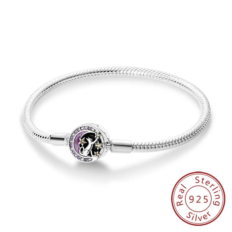 Mondkatze 925 Silber Charm-Armband