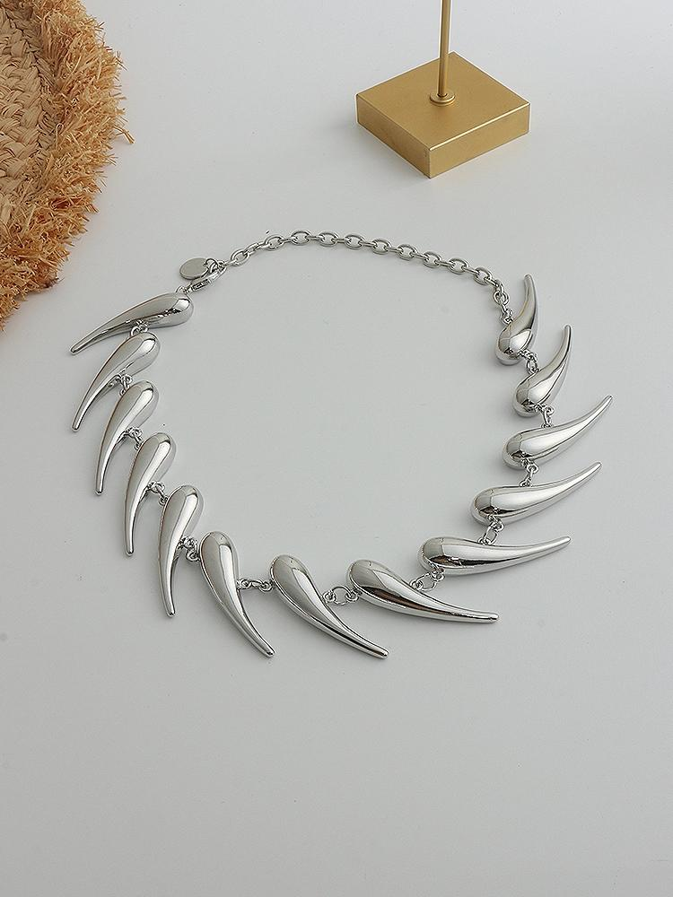 Statement Spike Halskette aus Edelstahl in Silber