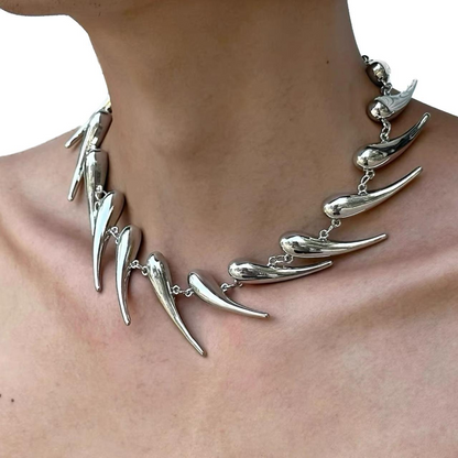 Statement Spike Halskette aus Edelstahl in Silber