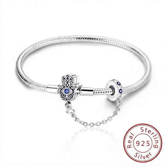 Schutzengel & Hamsa 925 Sterling Silber Armband